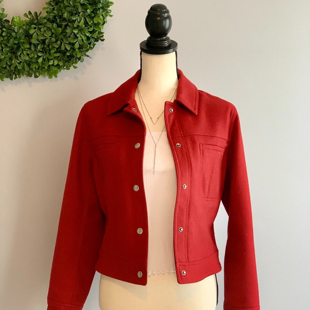 Express World Brand Red Wool Snap Jacket (5/6)
